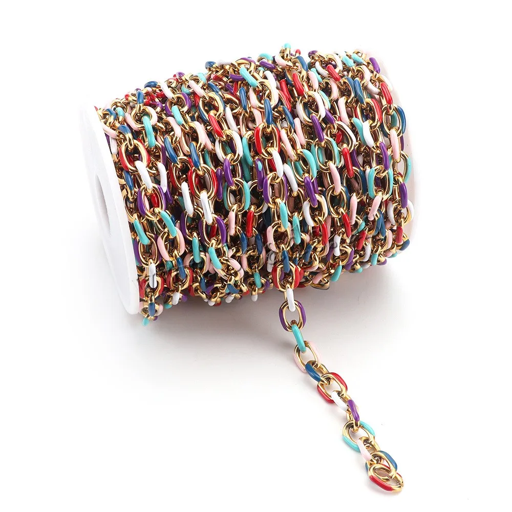 1 м/рулон цепочки из нержавеющей стали 304 с золотым и серебряным покрытием