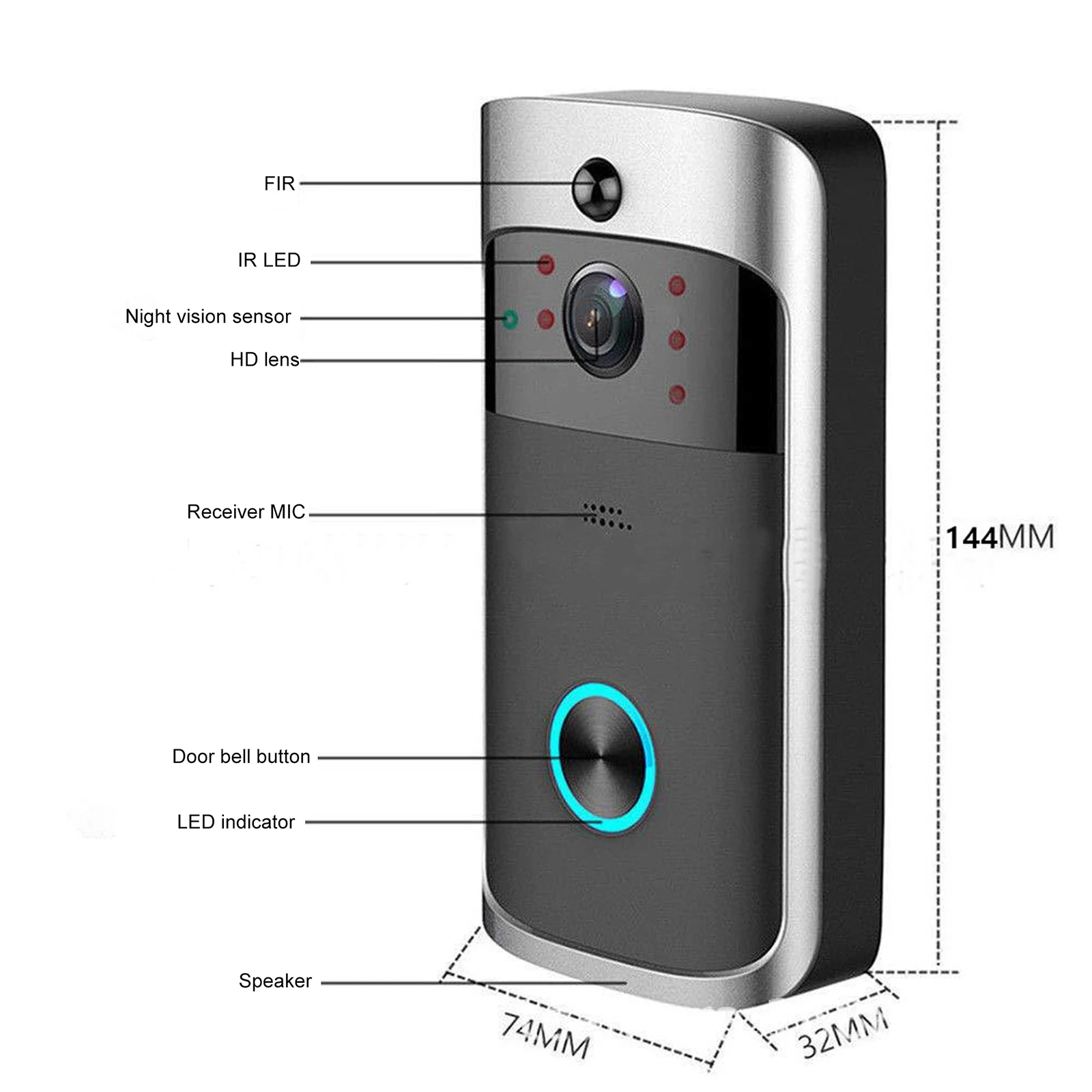 V5 Video Door Bell Wifi Wireless Doorbell 1080P Voice Intercom Smart Camera Motion Detection Waterproof Home Security Door Phone images - 6