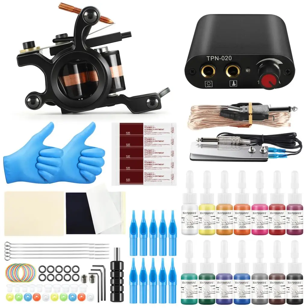 

Tattoo Kit Coil Tattoo Machine Complete Set Power Supply Needles Professional Tattoo Machine Kit Beginners Getting Started