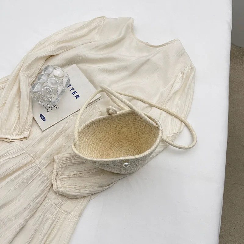 Новинка 2024 модная плетеная Женская пляжная сумка через плечо из хлопкового шнура