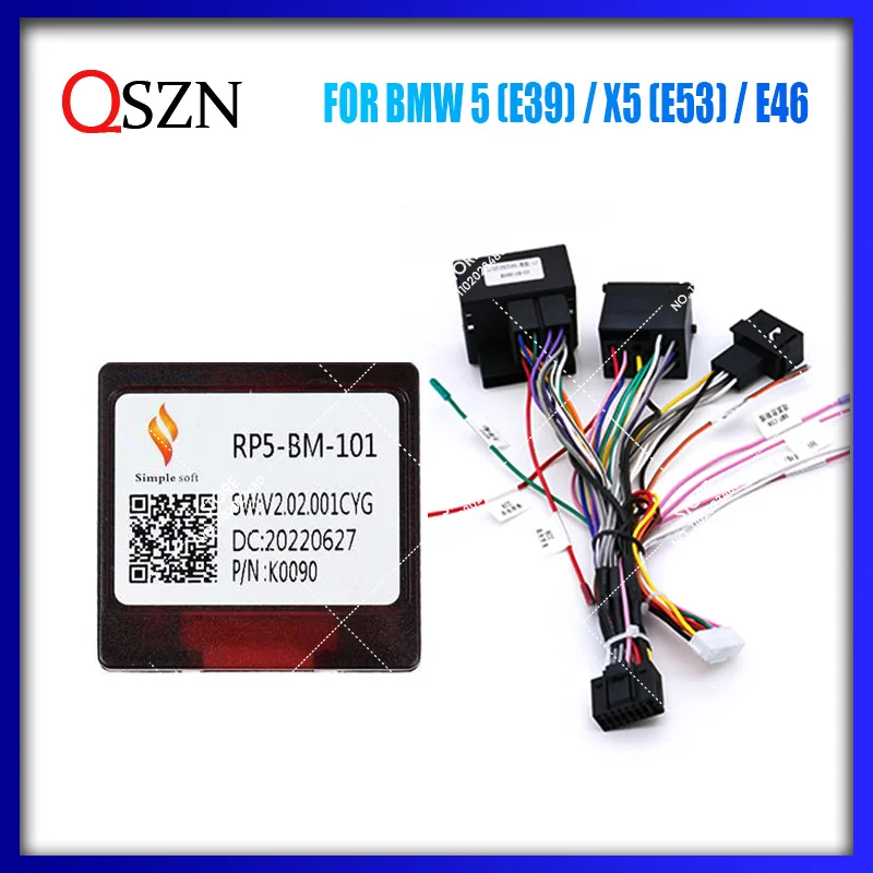 

QSZN Wiring Harness Canbus Box Decoder For BMW 5 (E39) X5 (E53) 1995-2003 / E46 1999-2005 Android Car Radio Power Cable Adapter