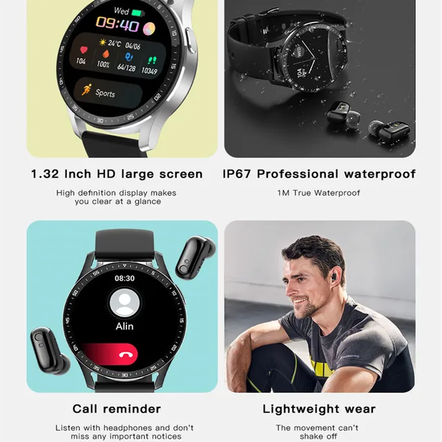 Smart Watch X7 Earphones Built-in TWS Earbuds Bluetooth Dual Headset Call Wristwatch Music Sport Smartwatch Fitness Tracker 5