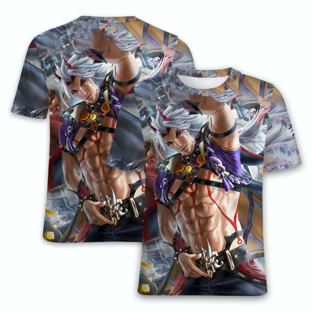 

Genshin - t-shirt imprimé en 3D pour homme et femme, vètement Harajuku surdimensionné, jeu de dig in animé Raiden Shogun