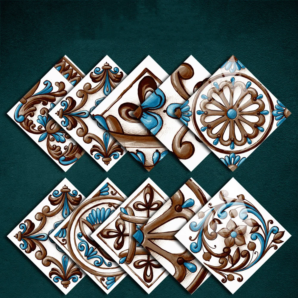 

Color Retro Tile Crystal Hard Tile Tile Sticker Living Room Cabinet Home Decoration Self-adhesive Wall Sticker