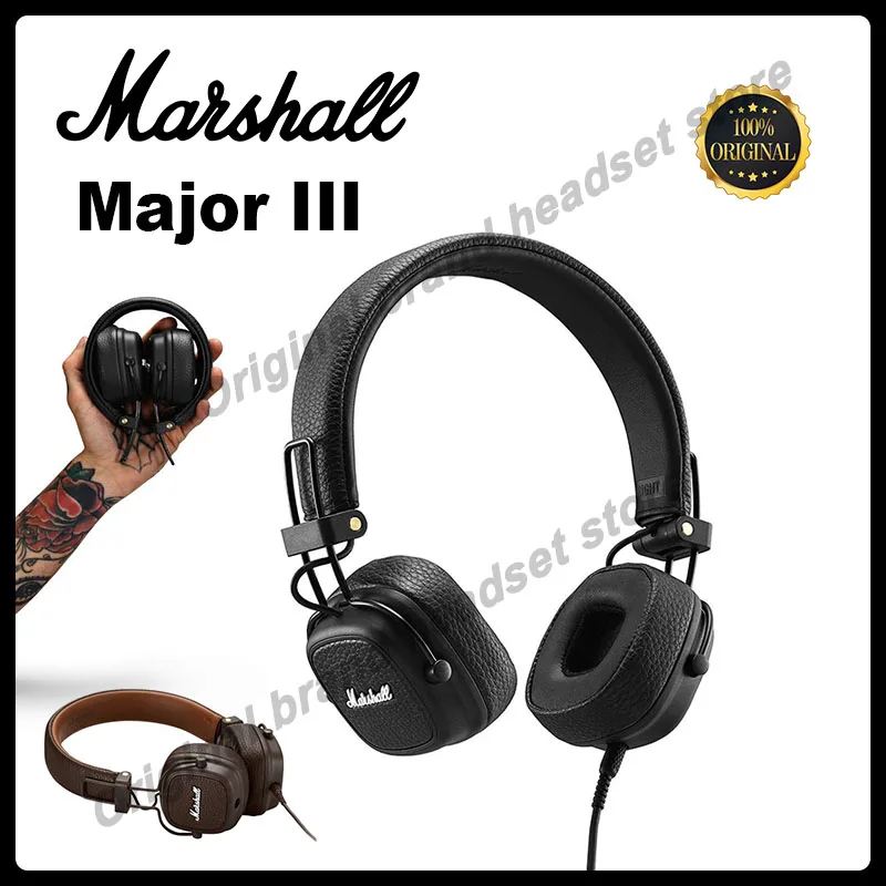 Marshall Major III 3.5mm Wired on-Ear Headphones Classic Earphones Deep Bass Foldable Sport Gaming Headset for Pop Rock Music