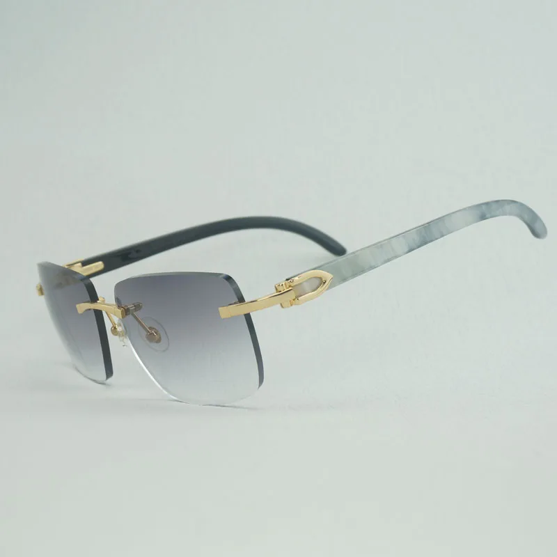 

Natural Buffalo Horn Sunglasses Men Wood Rimless Gafas for Driving Club Clear Glasses Frame Oculos Shades 012B