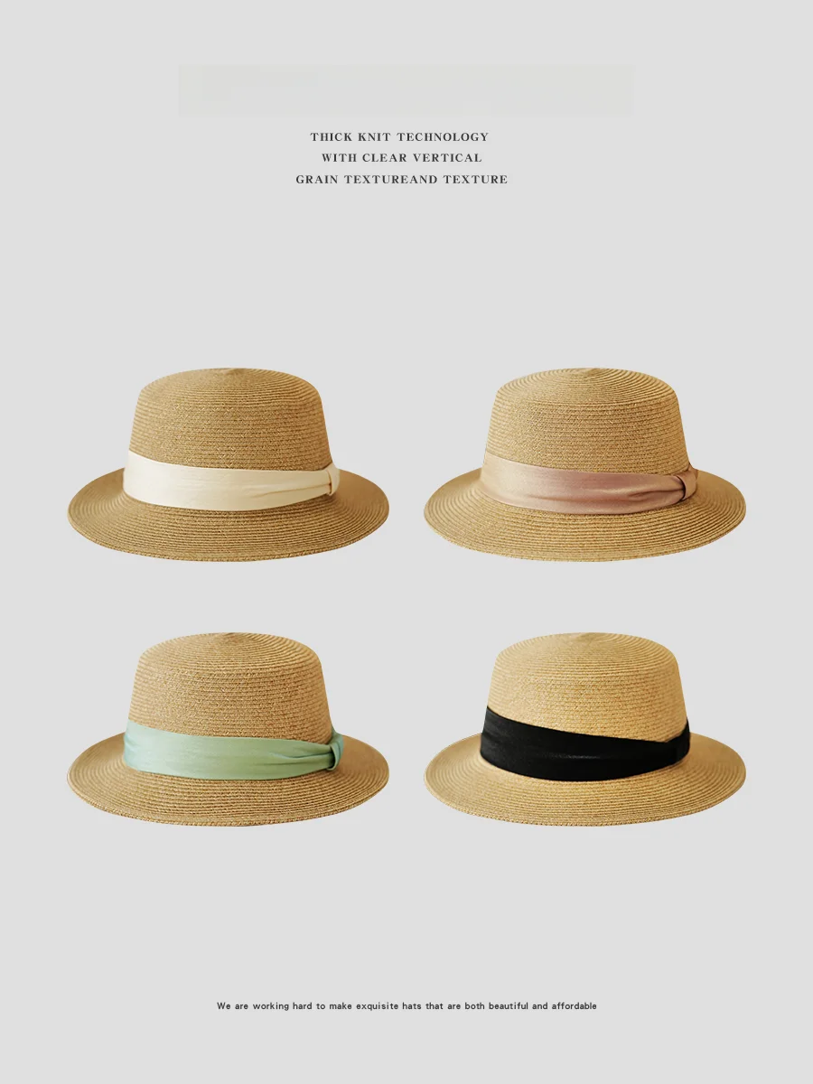 Himade Хепберн Sle французская соломенная шляпа с плоским верхом для летнего пляжа