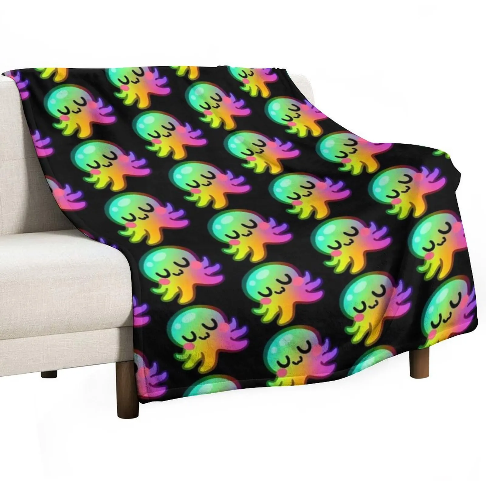Фото Плед Rainbow Kraken UwU, мягчайший винтажный плед в клетку для дивана, рождественское украшение, одеяла №3