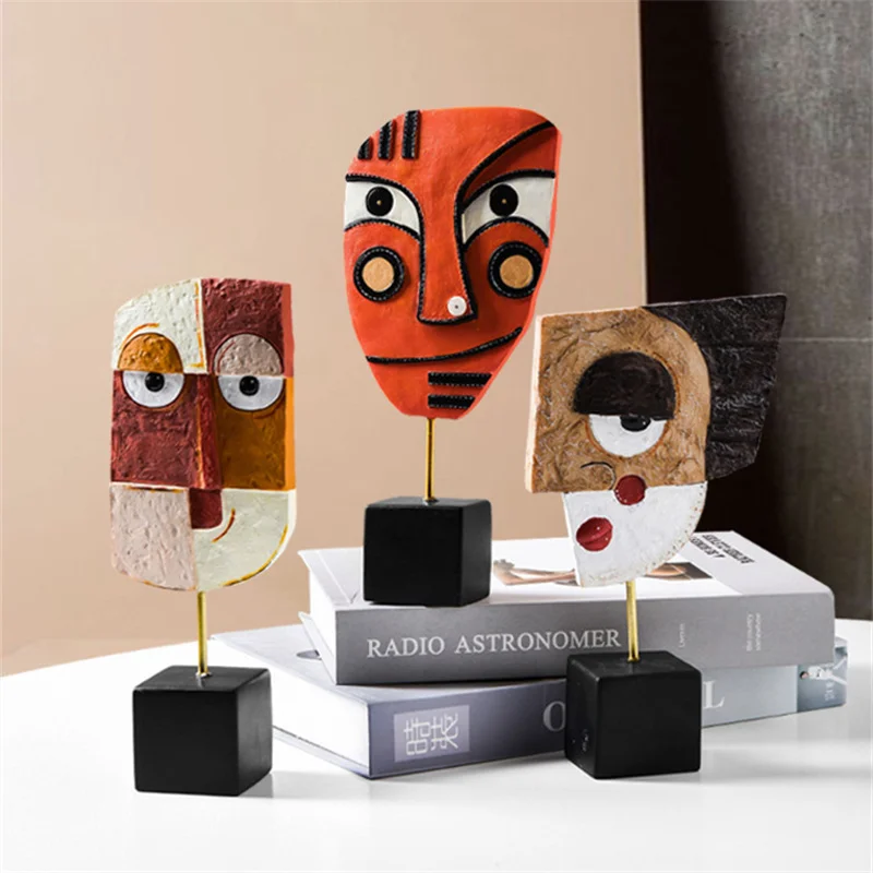 

Resin Abstract Face Art Ornament Crafts Traditional Abstract Face Ornament Figurines Living Room Decor Home Decoration