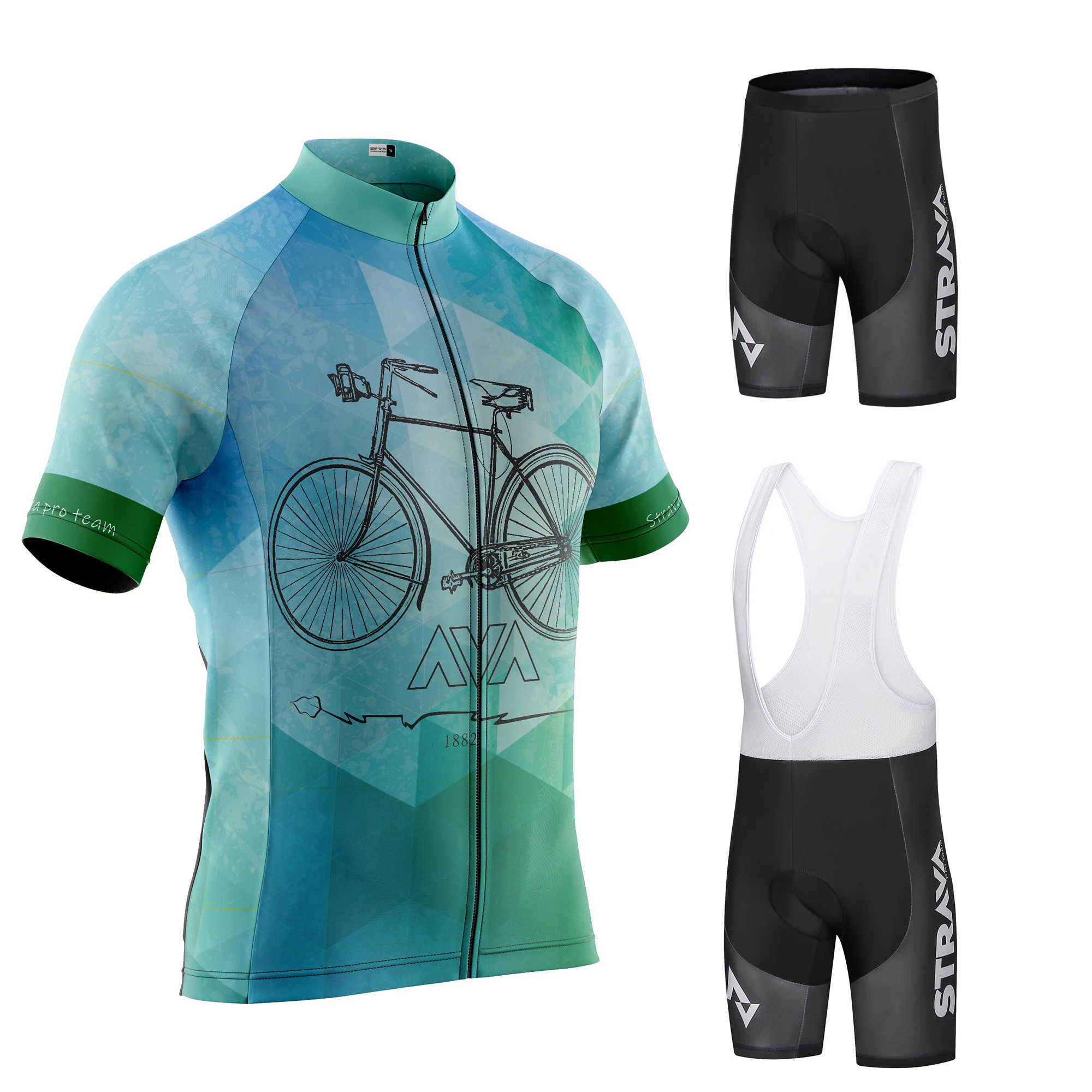

STRAVA Cycling Jersey Set camisa ciclismo masculina Bib Shorts Summer MTB Bike Bicycle Suit Bicycle Racing Uniform Clothes
