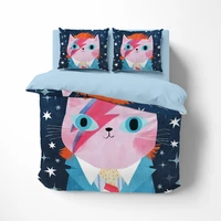 cartoon cat duvet cover set colorful hand drawn design hipster kitten print comforter cover for kids boys girls