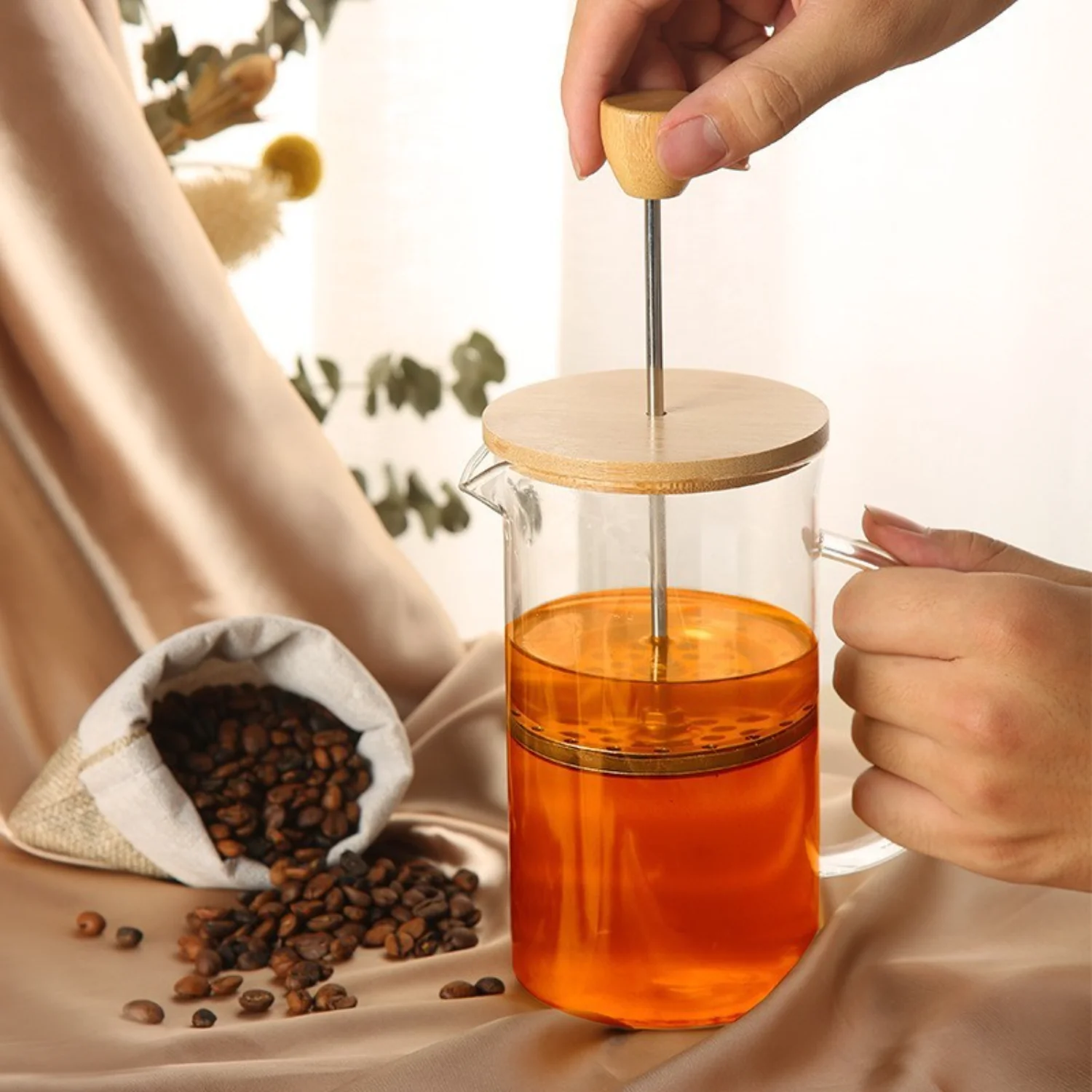 350ML-1000ML French Press Coffee Maker High Borosilicate Glass Heat-Resistant Brewer Milk Foam Frother Tea Pots