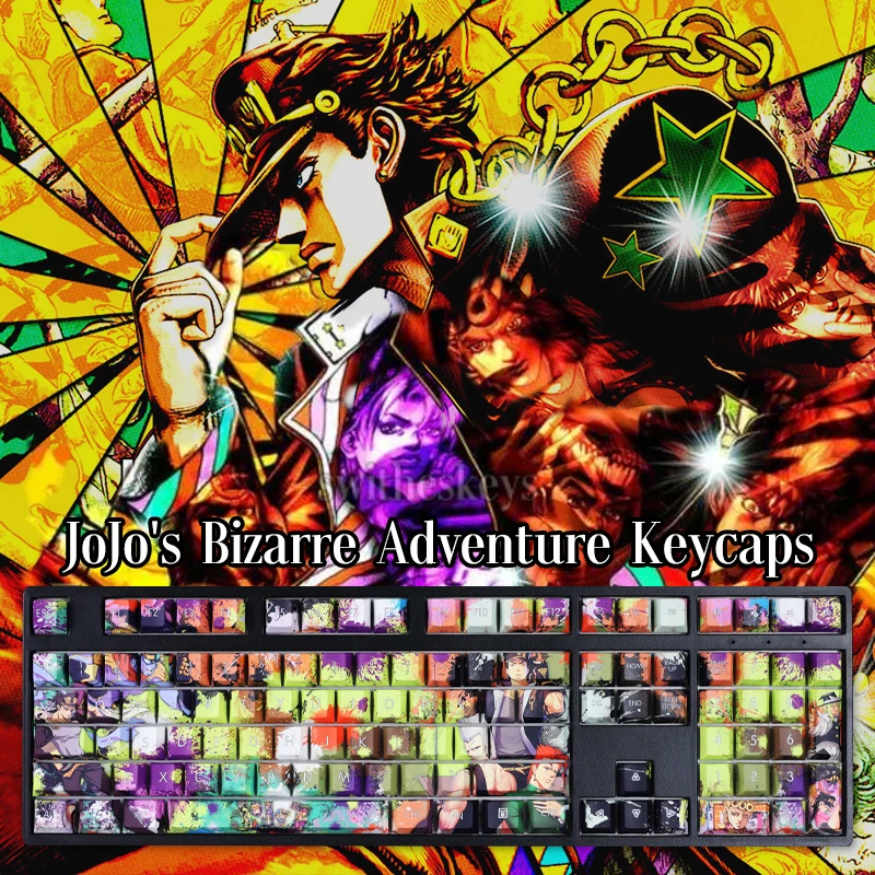 

108 Keys JOJO Keycaps Cherry Profile JoJo's Bizarre Adventure Japanese Cartoon Anime Keycaps PBT Sublimation Keycap MX Switch