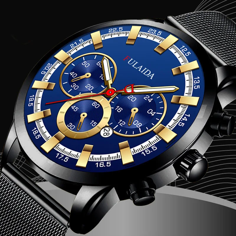 

Cross-Border Hot Men 'S Fashion Stainless Steel Mesh Belt Business Watch Luminous Pointer Belt Calendar Quartz Watch
