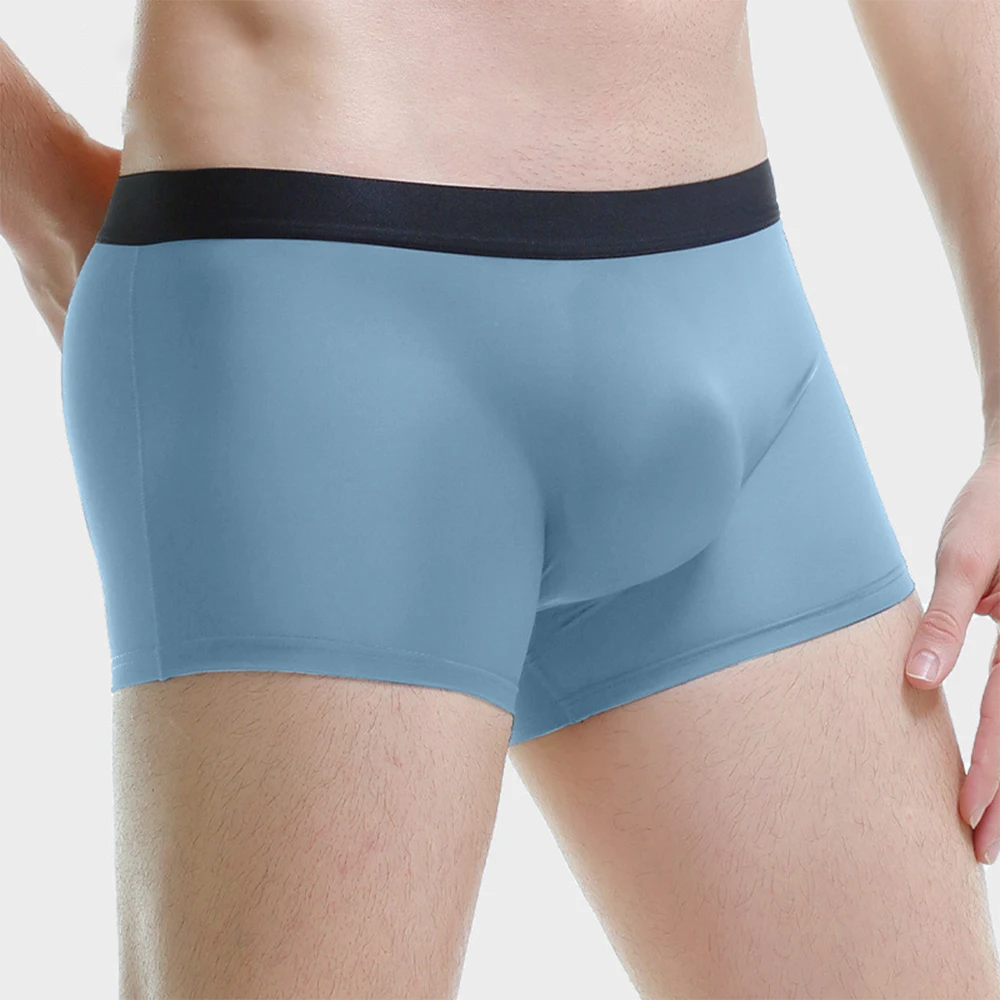 

Underwear For Men Ice Silk Seamless Boxers Summer Thin Cool Breathable Comfortable U Convex Pouch Boxer Mens Trunks
