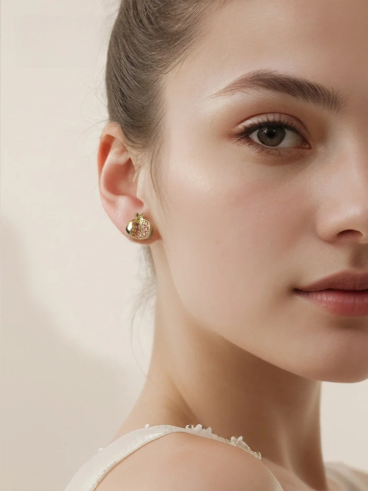 Женские серьги-гвоздики Bensheng с гранатом стерлинговое серебро 925 французские