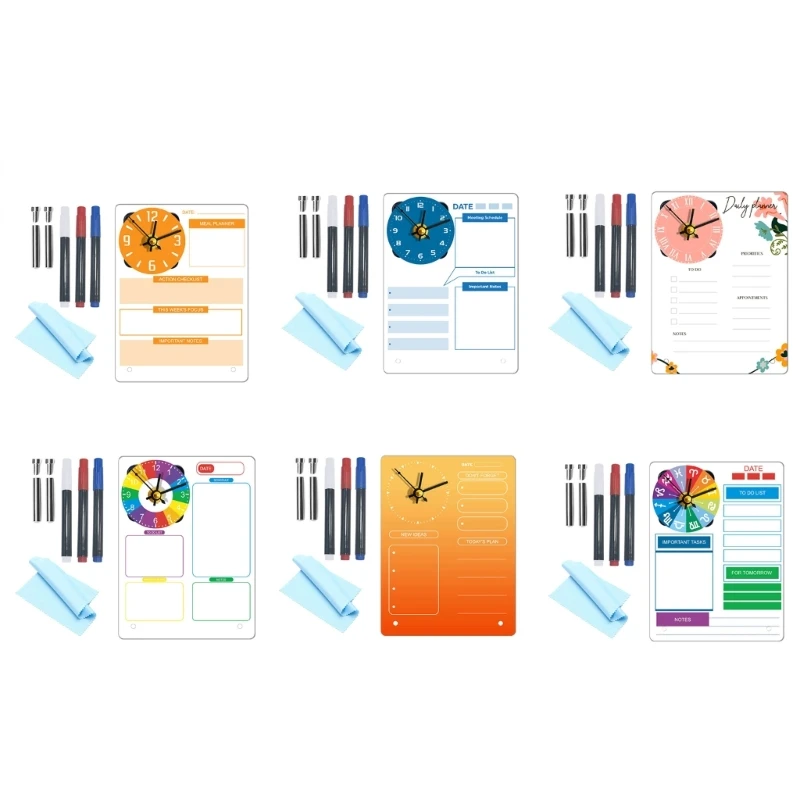 

Standing Desk Acrylic Board Weekly Planner with Clock, Clear Acrylic Memo Board Checklist Board Daily To-do-list Board
