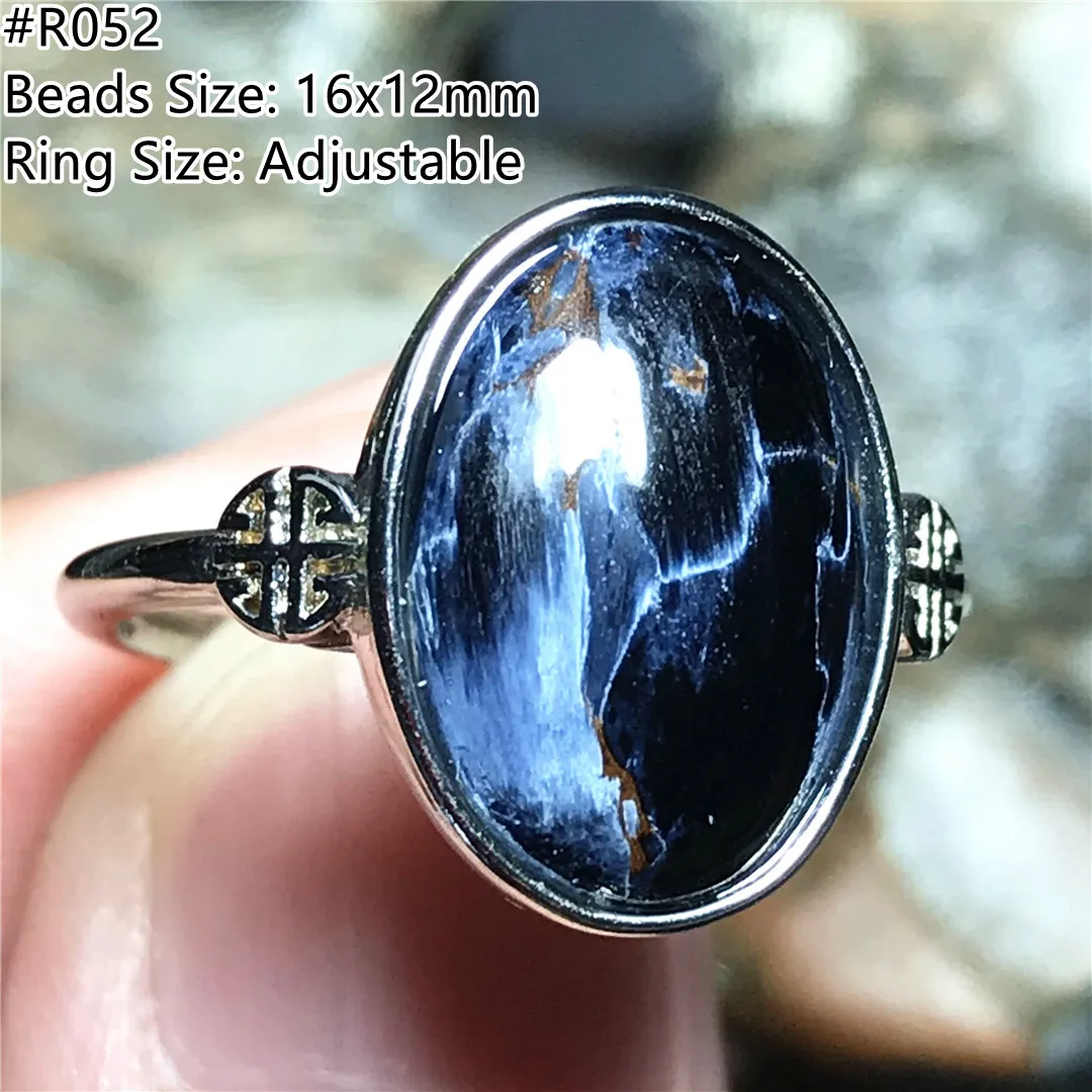 

Natural Pietersite Ring For Women Men Gift Jewelry 925 Silver Healing Crystal Energy Stone 16x12mm Beads Adjustable Ring AAAAA