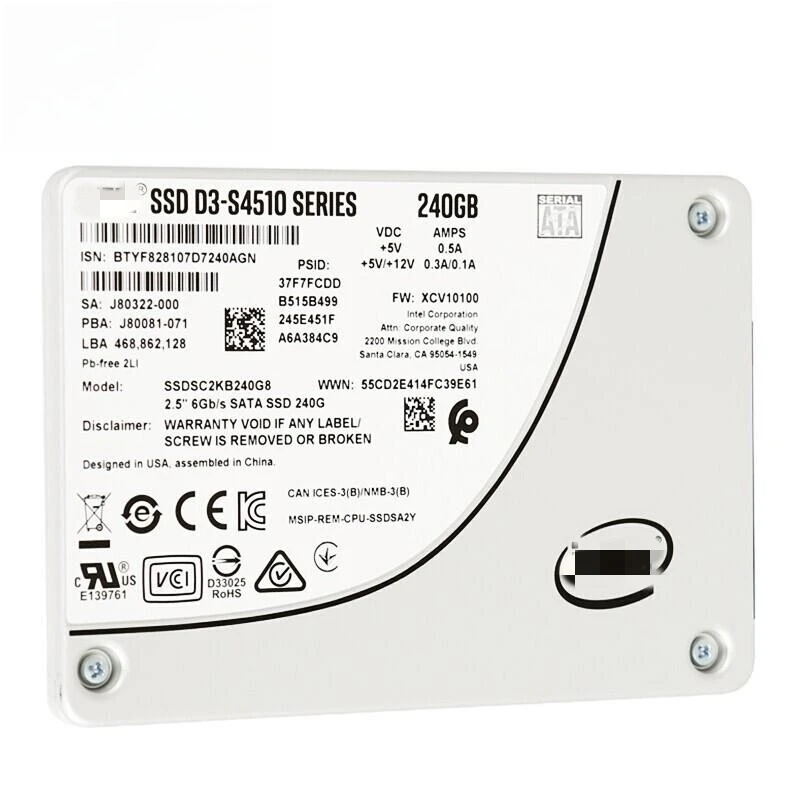 

NEW D3-S4510 240GB SSD 2.5in SATA 6Gb/s, 3D2, TLC SSDSC2KB240G801 Server Solid State Drive Hard Disk