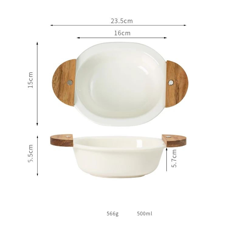 Креативная керамическая посуда овальная бинауральная деревянная тарелка из