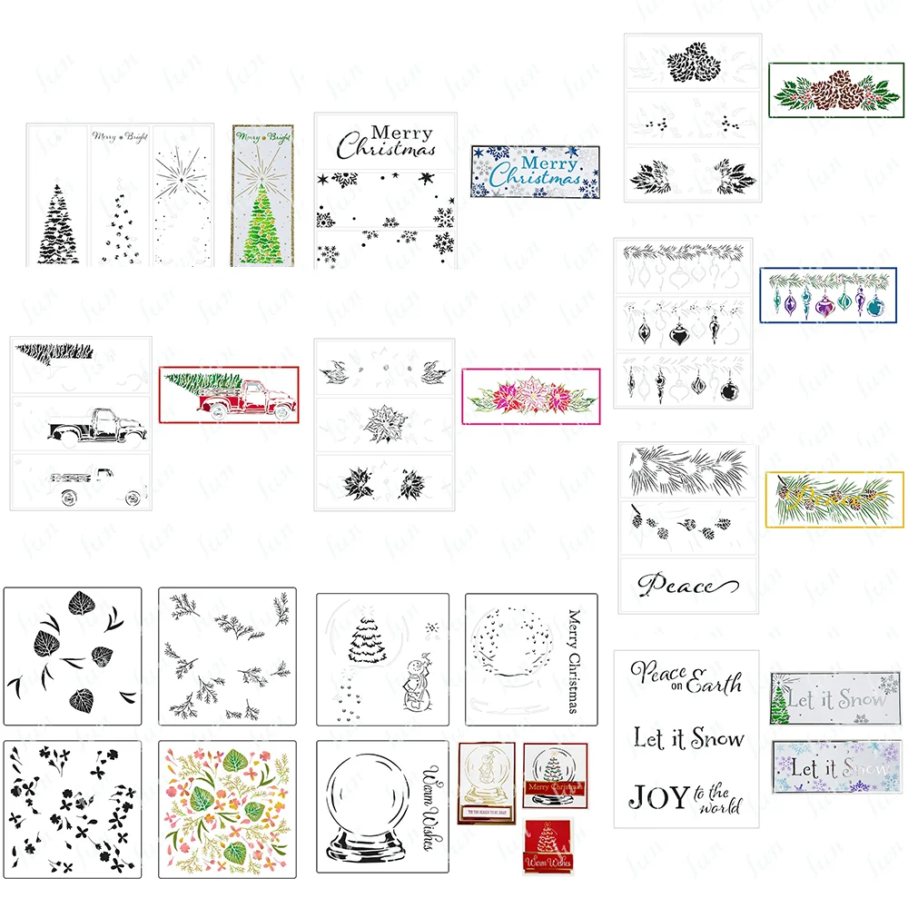 

New Drawing Stencils Sets Layered Christmas Tree Snowflakes Flowers Stencil New Holiday Scrapbooking Embossing Molds Decoration