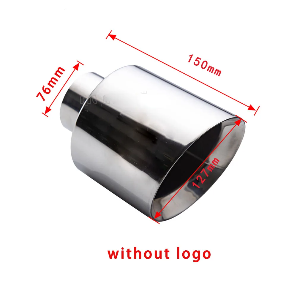 Автомобильный выхлопной наконечник интерфейса 63 мм 76 мм Наклонный Овальный выход 127 мм Универсальный автомобильный глушитель из нержавеющей стали насадка для хвостовой трубы