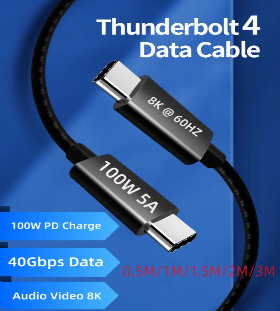

USB-кабель Thunderbolt 4, 2 м, 100 фута, 40 Гбит/с, Вт