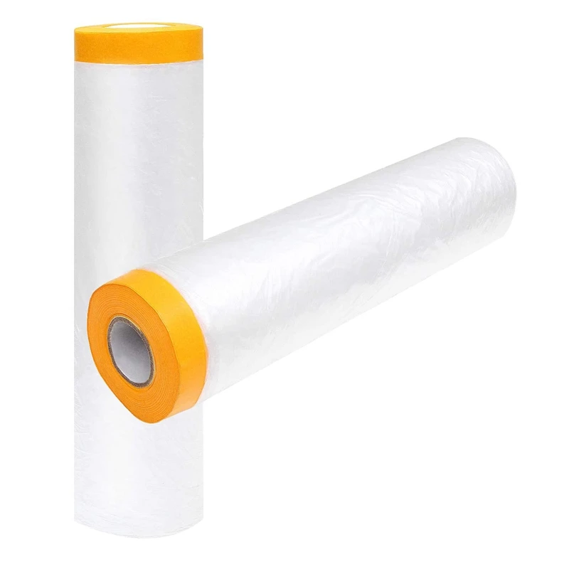 

2Pcs Pre- Masking Film Protection Covering Cloth Tape For Automotive Covering Painting Paint Masking 13Ft X 65 Ft