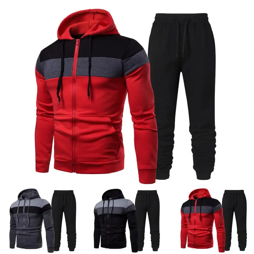 

Костюм спортивный мужской из двух предметов, пэчворк, эластичная талия, ребристые манжеты, спортивная одежда для фитнеса, 1 комплект, весна-о...