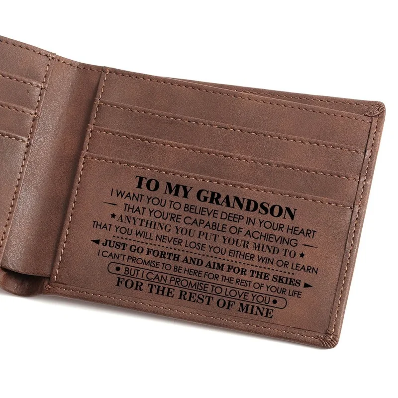 

Bifold Engraving Wallets Custom Vintage PU Leather Men's Wallet Blocking Purse Minimalist Card Front Pocket In Gift Box