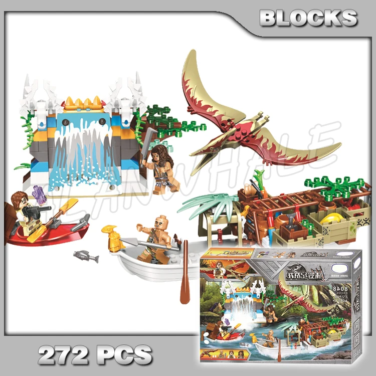 

272pcs Jurassic World Juniors Jungle Dinosaur Pteranodon Supply Ship Waterfall 8048 Building Blocks Gifts Compatible With
