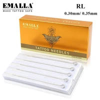 emalla 50pcs tattoo needles premium 0 300 35mm rl round liner disposable assorted sterile needle set tattoo machine supplies