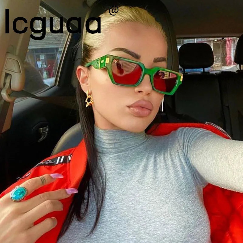 

Snake Square Green Sunglasses Women 2022 Luxury Brand Designer Fashion Rectangle Flat Top Ladies UV400 Sunglasses