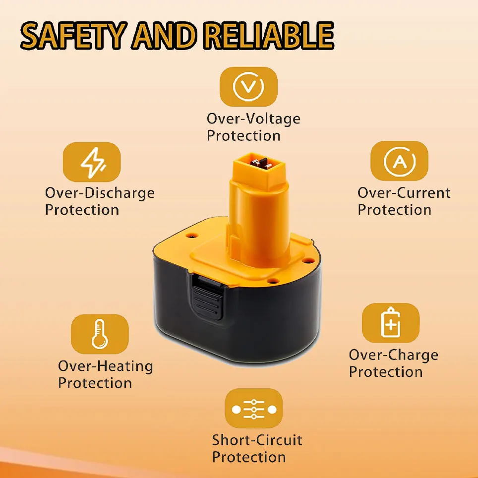 

2022 12800mAh Ni-Mh Battery Compatible with DeWalt 12V Battery XRP DW9071 DE9071 DE9072 152250-27 397745-01 Cordless Power Tools