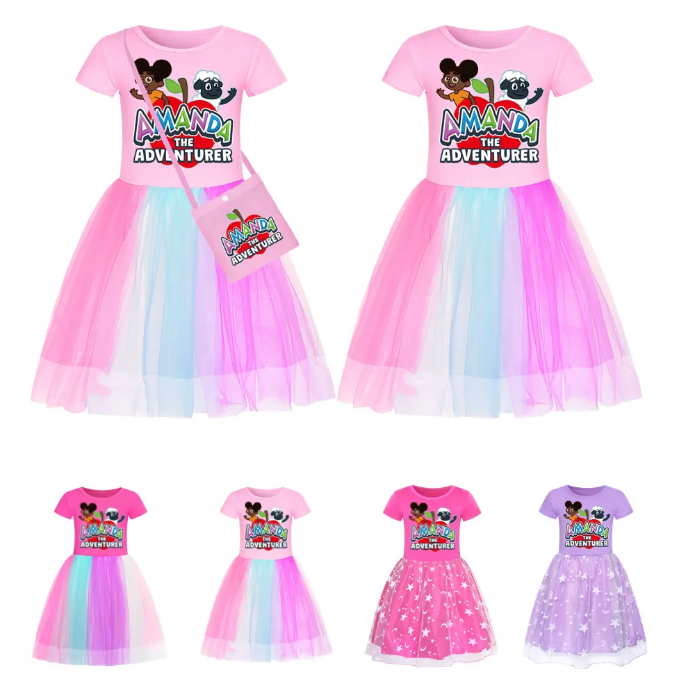 

AMANDAed Clothes Kids Short Sleeve Dresses Toddler Girls AMANDA The Adventurer Rainbow Birthday Party Dress Baby Sequin Vestidos