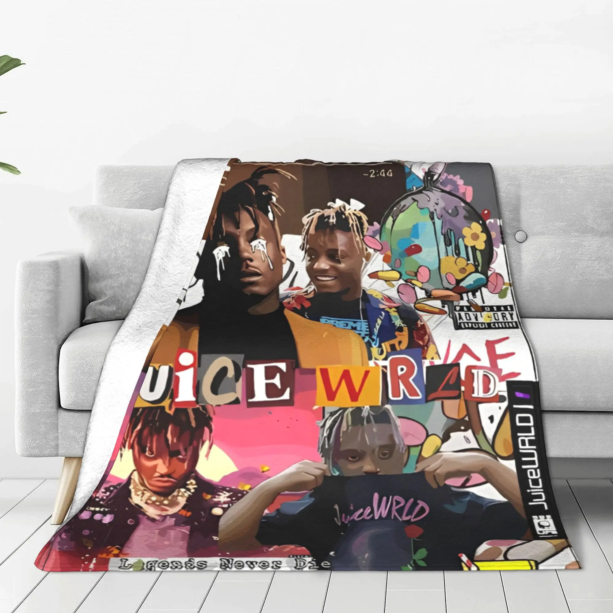 Juice Wrlds Colection Blanket Cover Hip Hop Music Flannel Throw Blankets Summer Air Conditioning Decoration Soft Warm Bedspreads