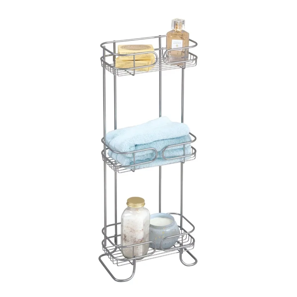 

Satin Nickel Wire 3-Shelf Rectangular Bath Shelf Shelfs Toilet Space Saver Cabinet