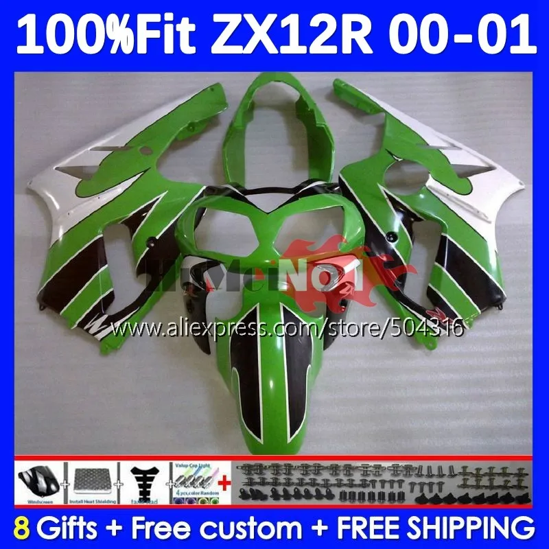 

OEM Body For KAWASAKI NINJA ZX-12R ZX 12R 12 R 1200 77MC.53 ZX1200 1200CC ZX12R 00 01 green stock 2000 2001 Injection Fairings