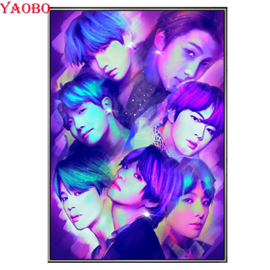 

5D Diamond Painting Korean Boy Singing Group Full Square Diamond Mosaic Cross Stitch Embroidery Kit Rhinestones Home Decor