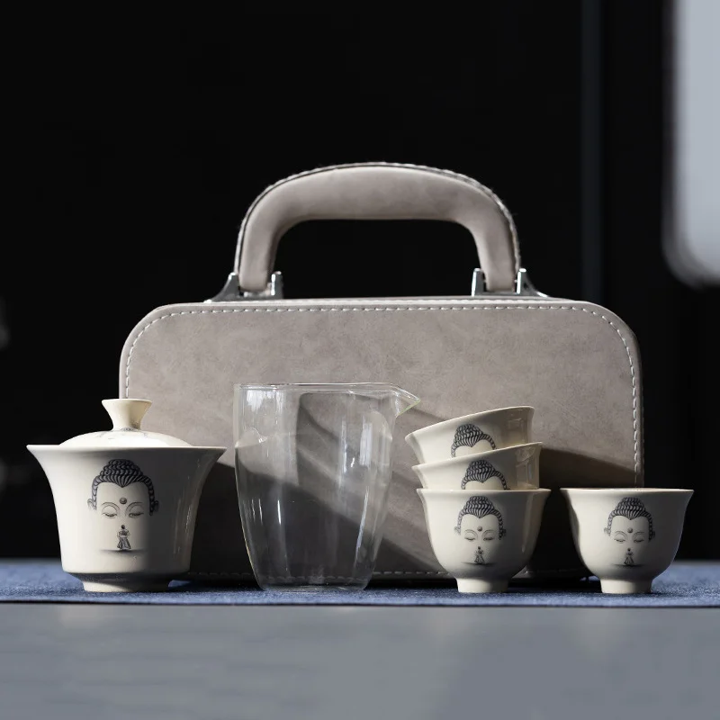 

Portable Kung Fu Teaset Teacup Teapot Infuser Gaiwan Creative Making Sets Home Office Chinese Tea Ceremony Gift Teaware