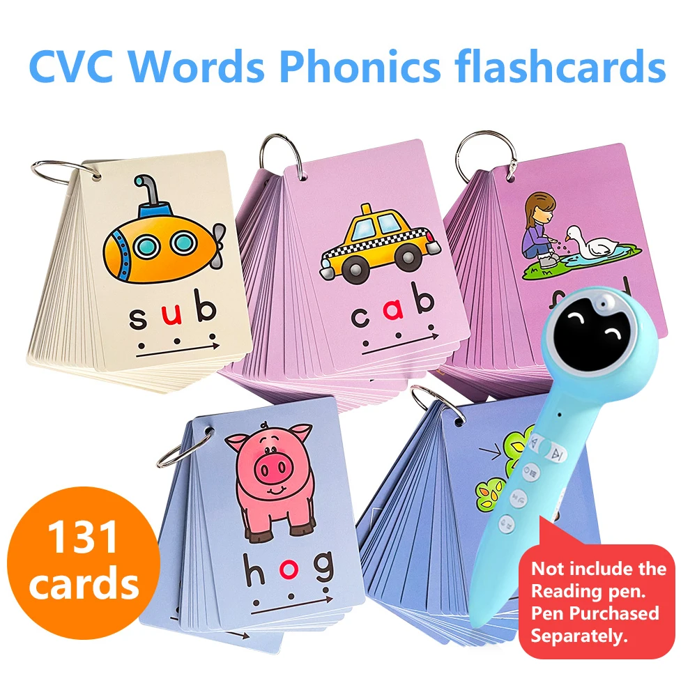 131 карт Phonics CVC Words flashcards Sight Word Flash cards для малышей дошкольного обучения | Игрушки и