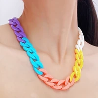 fashion macaron color acrylic chain necklace hip hop style choker personality exaggerated punk jewelry women