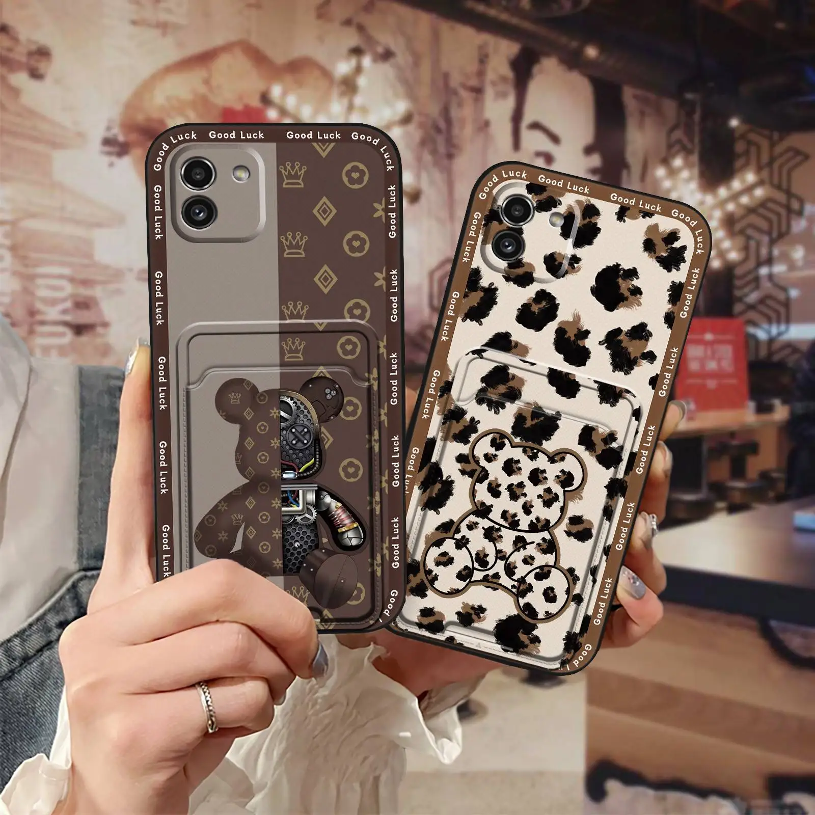 Защитный чехол для телефона с отделением карт Samsung Galaxy A03 Global/SM-A035F силиконовая