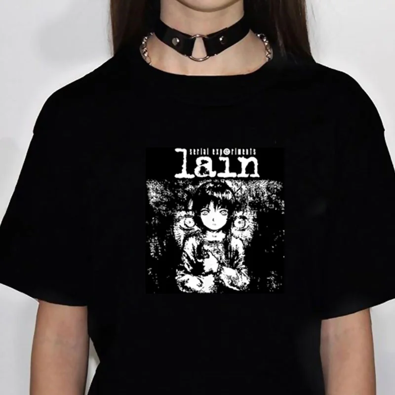 

Serial Experiments Lain New Manga Men Tshirt Homme Summer Japan Anime Hip-pop Homme Harajuku Unsiex T-shirt