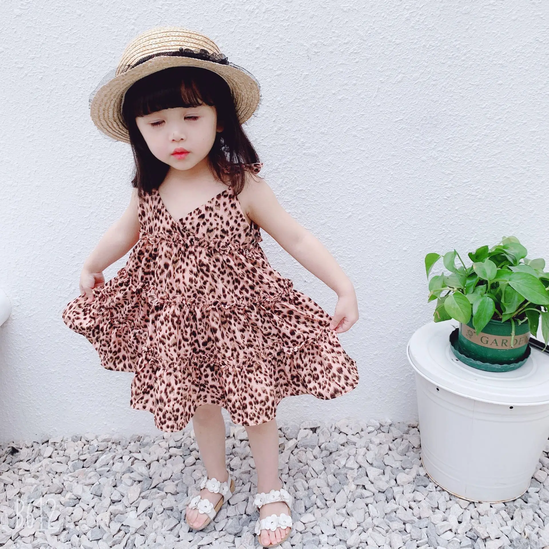 Summer 2019 New Korean Leopard-print Dress with dress for Children Cake princess | Детская одежда и обувь