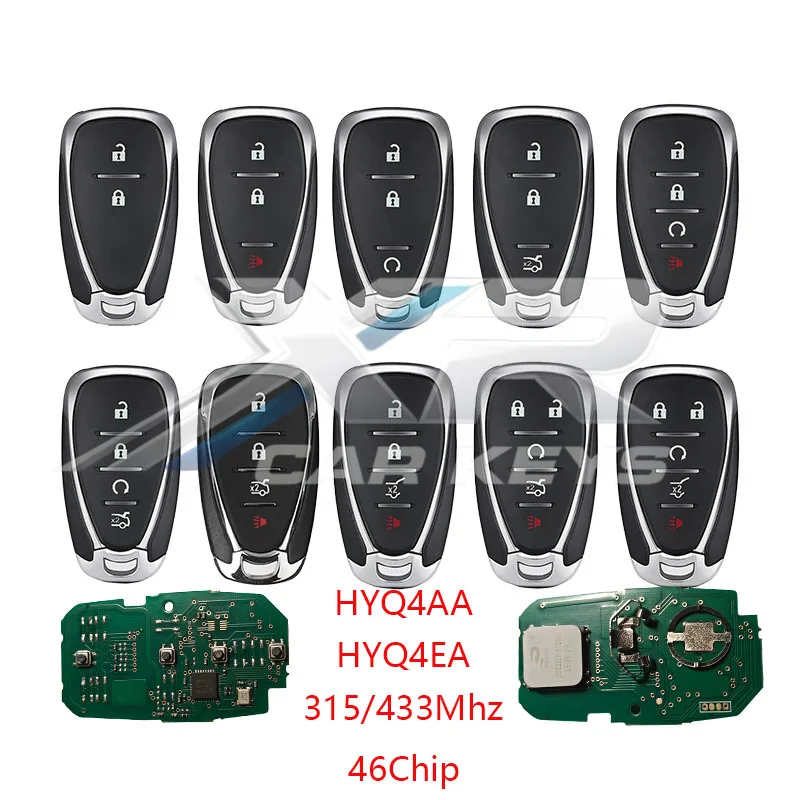 Фото 2/3/4/5-кнопочный смарт-ключ HYQ4AA HYQ4EA для Chevrolet Cruze Camaro Sonic Malibu Equinox Spark, 315/433 МГц, чип 46, HYQ4AS HYQ4ES №1