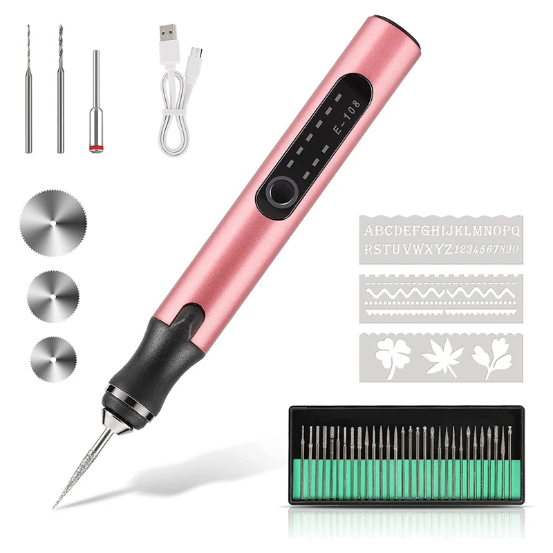 

Promotion! Electric Engraving Pen Kit With 35 Bits, USB Rechargeable Etch Engraving Tool With 16 Templates, DIY Cordless Engrave