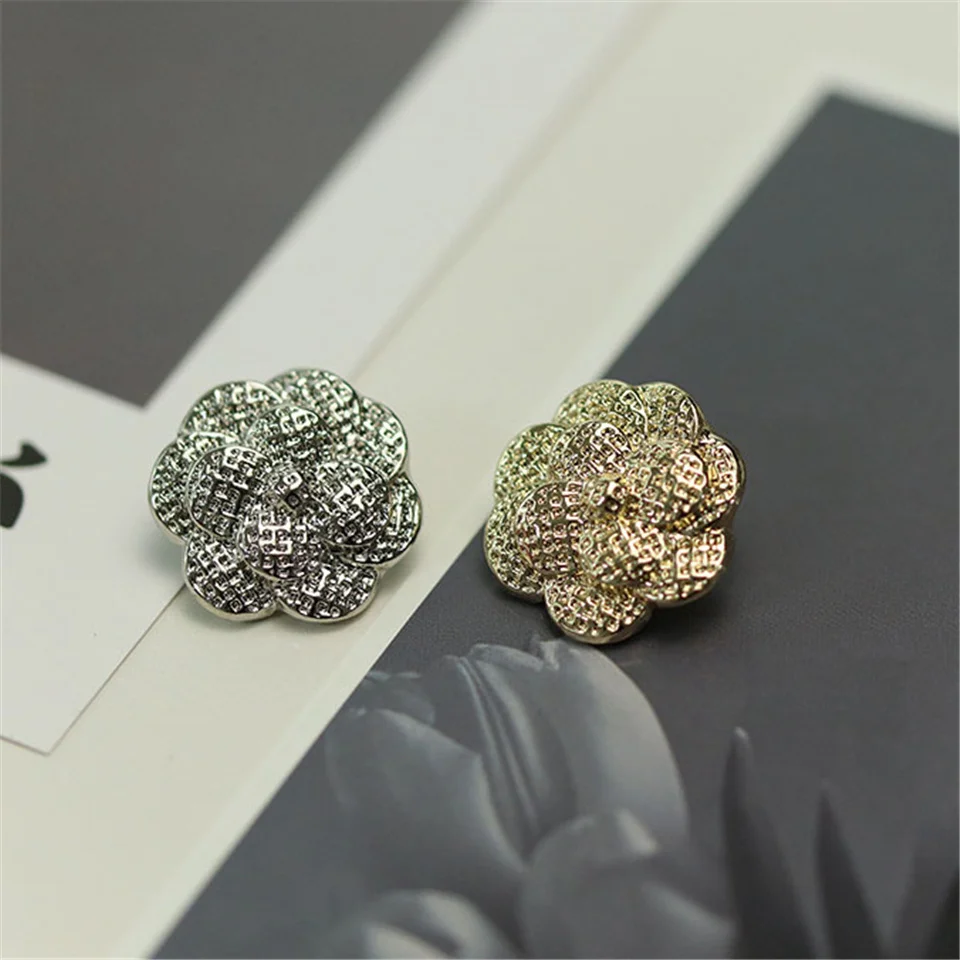 

18mm/23mm 10pcs Metal Button Creative Retro Gold Silver Rose Shape Clothing Decor Sewing Button Accessories