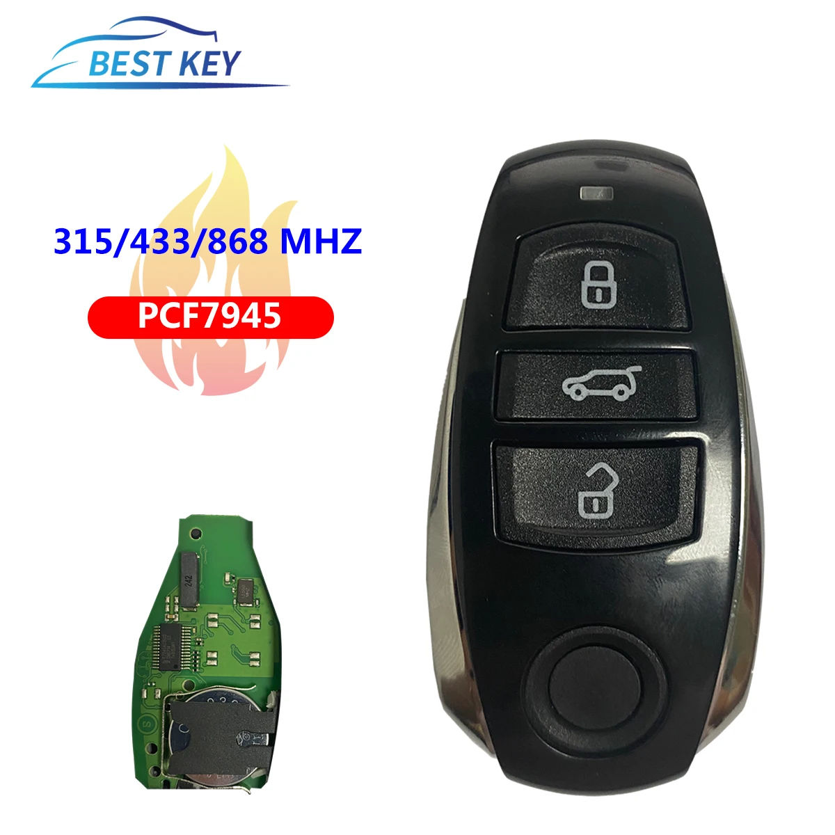 BEST KEY Car Remote Control Key For VW Touareg 2010-2014 PCF7945AC 315/433/868MhzReplace Card Non-Keyless   Auto Smart Control