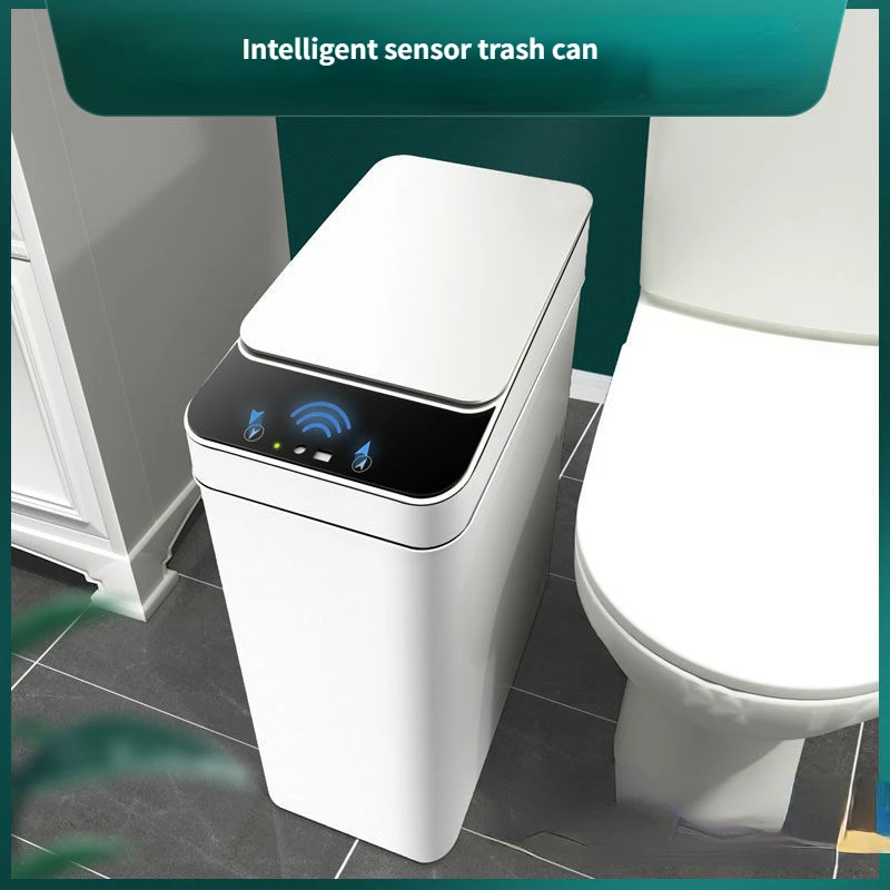 

Induction Automatic Flip Lid Trash Can Household Toilet Narrow Gap Pressing Ring Garbage Sorting Garbage Can